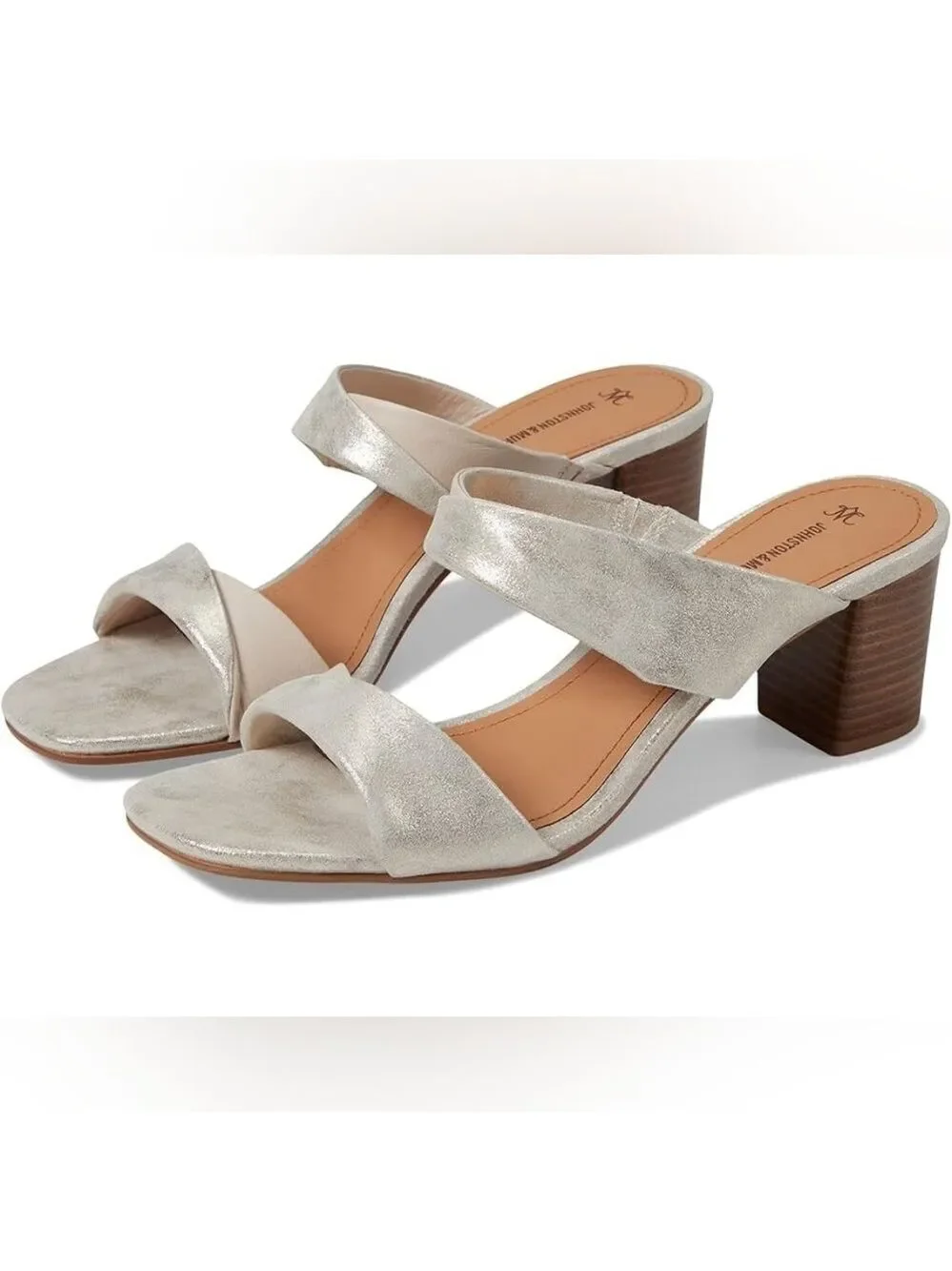 Johnston & Murphy Evelyn Twisted Slide Block Heel Sandals | Silver | Women’s 7 |